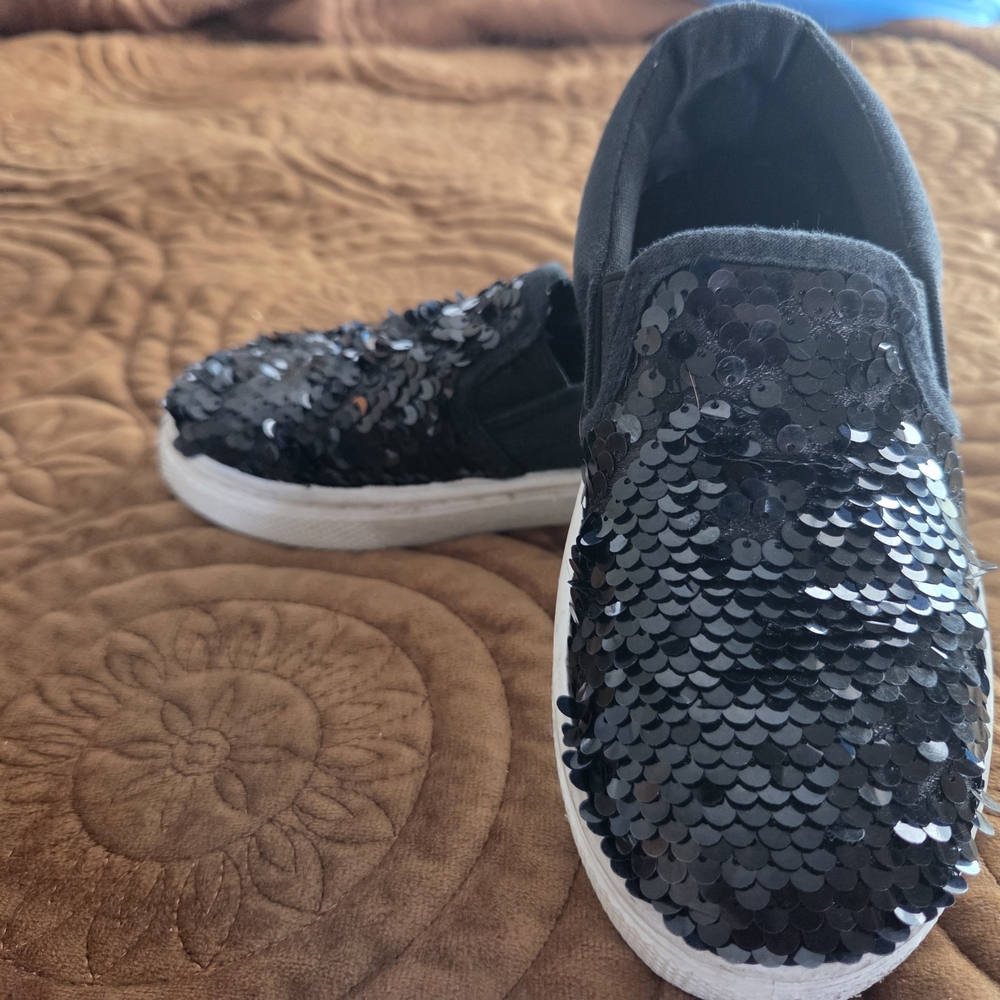 Black Sequin Slip-On Sneakers